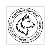 Wolf Head Profile Round Address Permastempel (Design)