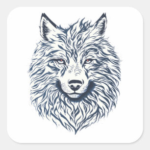 Wolf Head Quadratischer Aufkleber