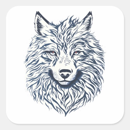 Wolf Head Quadratischer Aufkleber (Vorderseite)