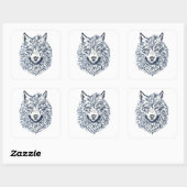 Wolf Head Quadratischer Aufkleber (Blatt)