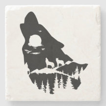 Wolf Head Silhouette Stone Untersetzer