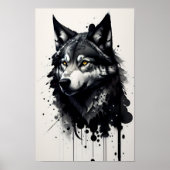 Wolf Head Zeichnend Poster (Vorne)