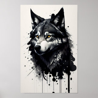 Wolf Head Zeichnend Poster