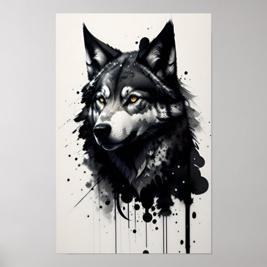 Wolf Head Zeichnend Poster (Vorne)