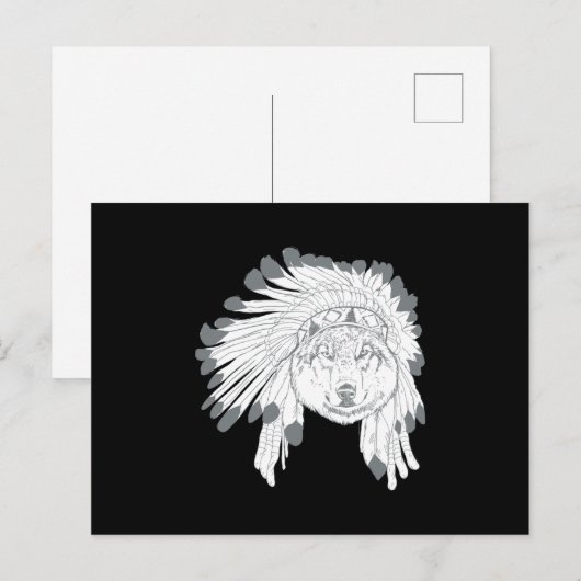 Wolf Headdress Postkarte (Vorne/Hinten)