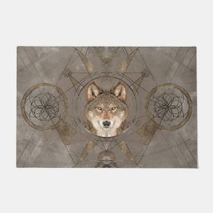Wolf-heilige Geometrie-Digital-Kunst Fußmatte