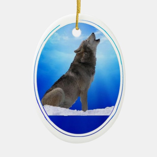 Wolf-Heulen-Raum-Verzierung Keramik Ornament (Vorne)