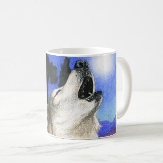 Wolf-Heulen-Tasse Kaffeetasse (VorderseiteRechts)