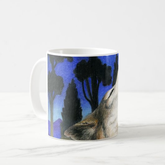 Wolf-Heulen-Tasse Kaffeetasse (Vorderseite Links)