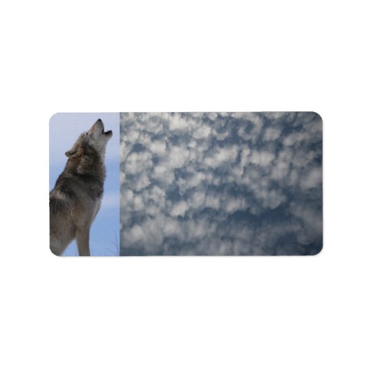 Wolf-Heulen u. Wolken Adressaufkleber (Vorne)