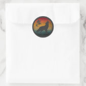 Wolf heulen Vintag Runder Aufkleber (Tasche)