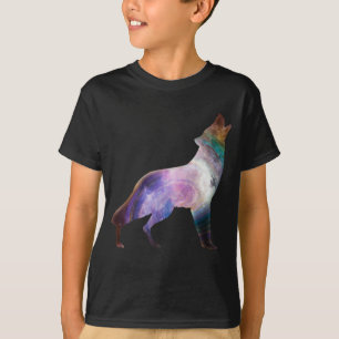 Wolf heulende Galaxie Universum T-Shirt