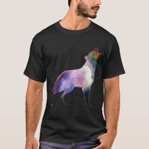 Wolf heulende Galaxie Universum T-Shirt