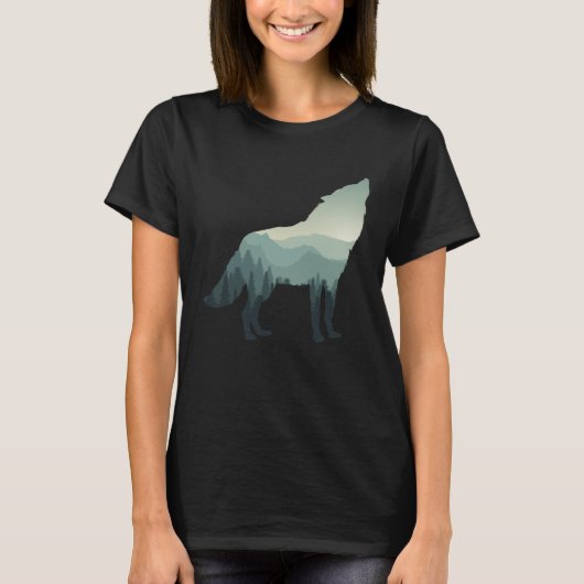 Wolf-Heulender Bergwald T-Shirt (Vorderseite)