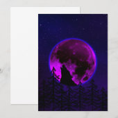 WOLF HEULENDER MOND MAGENTA EINLADUNG (Vorne/Hinten)