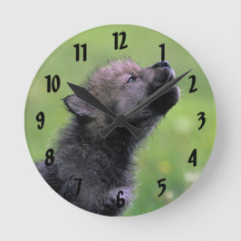 Wolf heulendes CUB Runde Wanduhr