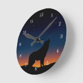 Wolf-HeulenSilhouette mit Stern-Wand-Uhr Runde Wanduhr (Winkel)