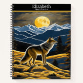 Wolf heult am hellen Mond auf einem Skizzenbuch Notizblock (Vorderseite)