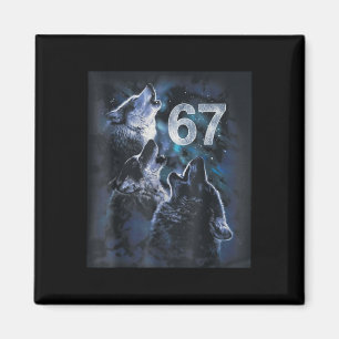 Wolf heult am Mond 67 6 7 Halloween 67 Wolf Magnet