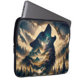 Wolf heult am Mond an einer wolkigen Nacht Laptopschutzhülle (Vorne Rechts)