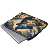 Wolf heult am Mond an einer wolkigen Nacht Laptopschutzhülle (Vorne Knopf)