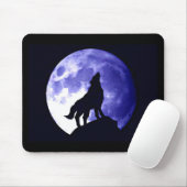 Wolf heult am Mond Mousepad (Mit Mouse)