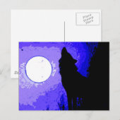 Wolf heult am Mond Postkarte (Vorne/Hinten)