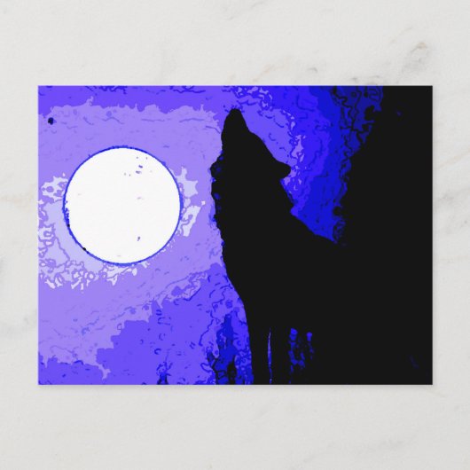 Wolf heult am Mond Postkarte (Vorderseite)