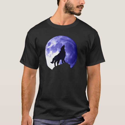 Wolf heult am Mond T-Shirt (Vorderseite)