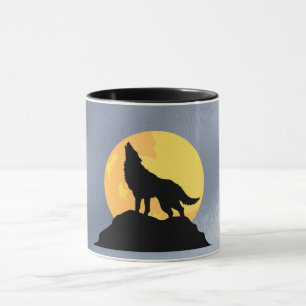 Wolf heult am Mond Tasse