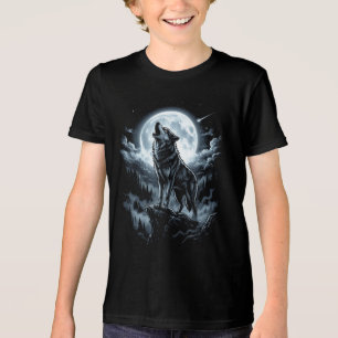 Wolf heult am Mond Tri-Blend Shirt