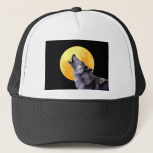 Wolf heult am Vollmond Truckerkappe