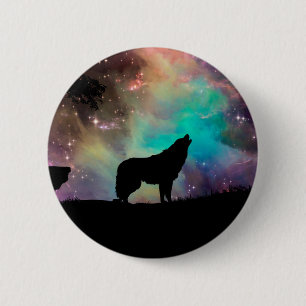 Wolf heult auf das Universum Button