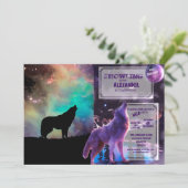 Wolf heult auf das Universum Einladung (Stehend Vorderseite)