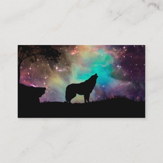 Wolf heult auf das Universum Visitenkarte (Rückseite)