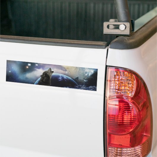 Wolf heult auf dem Mond Autoaufkleber (Auf Lkw)