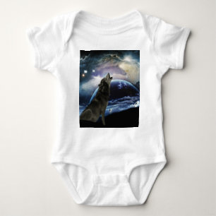 Wolf heult auf dem Mond Baby Strampler