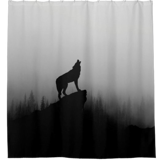 Wolf heult auf dem Mond Duschvorhang (Vorderseite)
