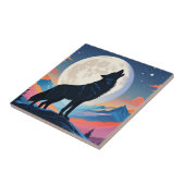 Wolf heult auf dem Mond Fliese (Seite)