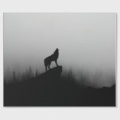 Wolf heult auf dem Mond Geschenkpapier (Flach)