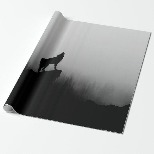 Wolf heult auf dem Mond Geschenkpapier (Ungerollt)