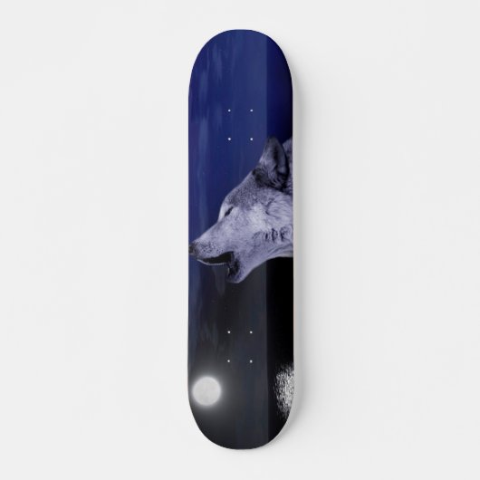 Wolf heult auf dem Mond im Meer Skateboard (Vorne)
