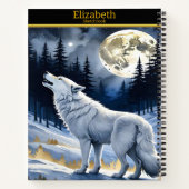Wolf heult auf dem Mond im Wald Notizblock (Rückseite)