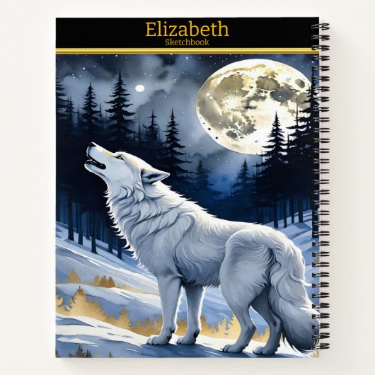 Wolf heult auf dem Mond im Wald Notizblock (Rückseite)