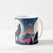 Wolf heult auf dem Mond Kaffeetasse (VorderseiteRechts)
