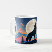 Wolf heult auf dem Mond Kaffeetasse (Vorderseite Links)