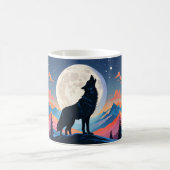 Wolf heult auf dem Mond Kaffeetasse (Mittel)