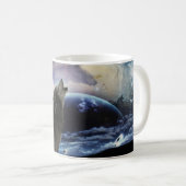 Wolf heult auf dem Mond Kaffeetasse (VorderseiteRechts)