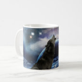 Wolf heult auf dem Mond Kaffeetasse (Vorderseite Links)