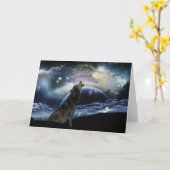 Wolf heult auf dem Mond Karte (Gelbe Blume)